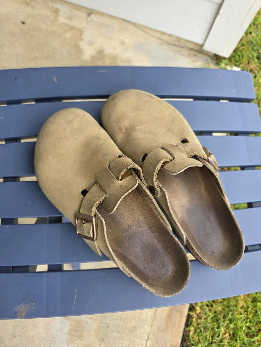Birkenstock Boston Taupe Leather Clogs Slip On Shoes Unisex EU 42 US Men's 9